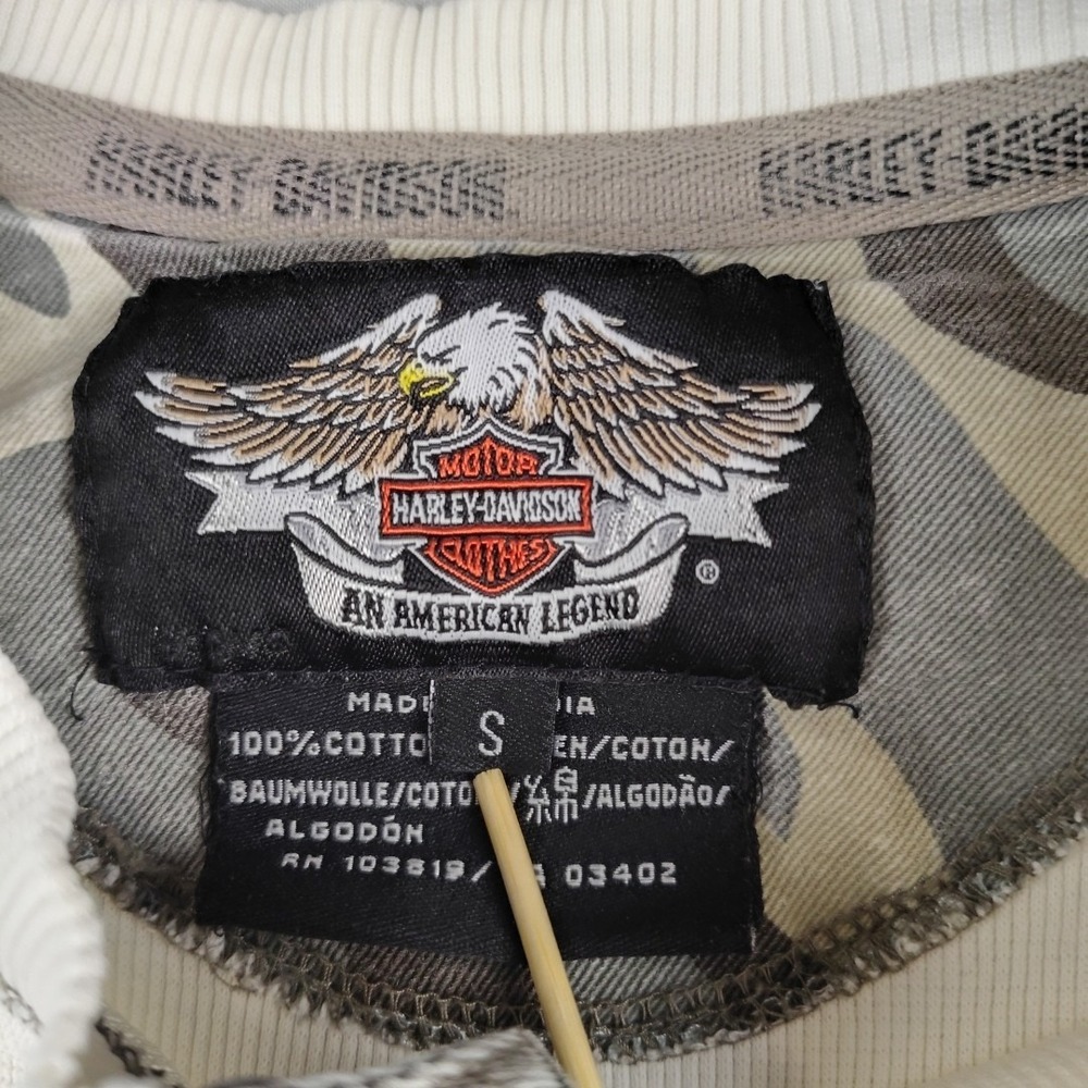 READ Harley Davidson Womens Small Shirt Embroidered Double Sided Waffle Knit - Picture 2 of 16